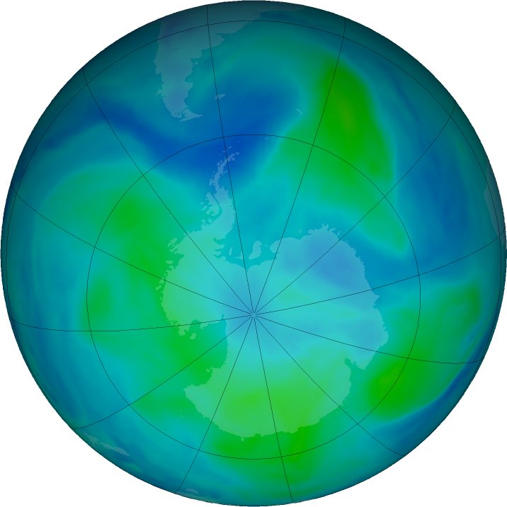 Antarctic ozone map for 27 February 2021